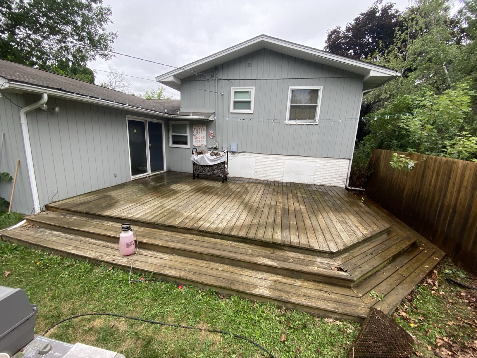 Weathered deck before staining